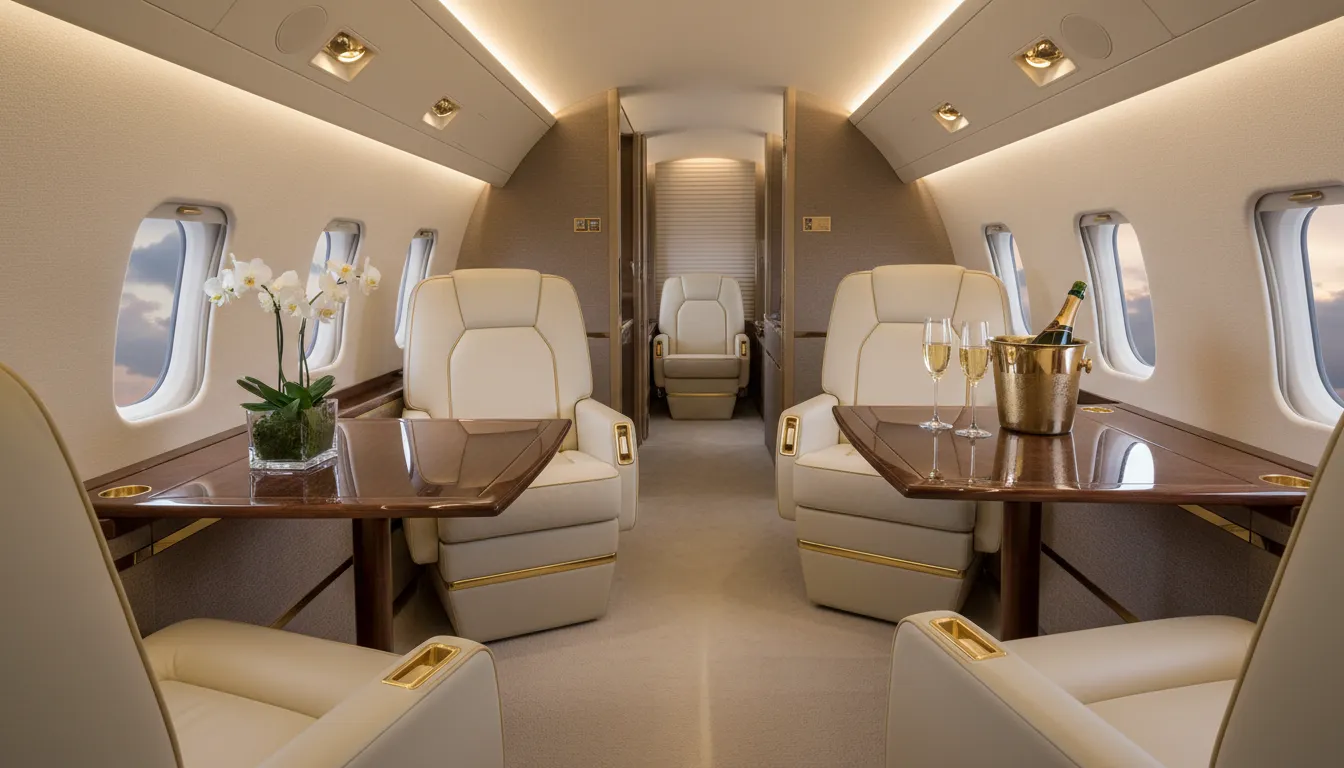 Intérieur luxueux d'un jet privé